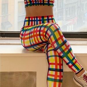 Colorful Plaid Women's Workout Set